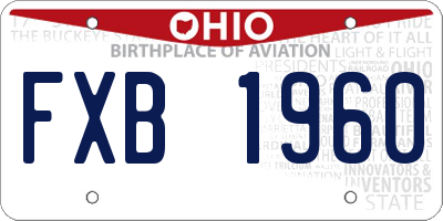 OH license plate FXB1960
