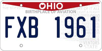 OH license plate FXB1961