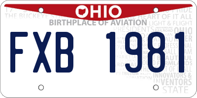 OH license plate FXB1981