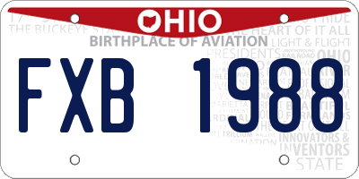 OH license plate FXB1988