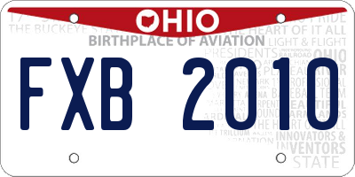 OH license plate FXB2010