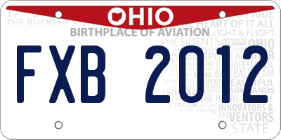 OH license plate FXB2012