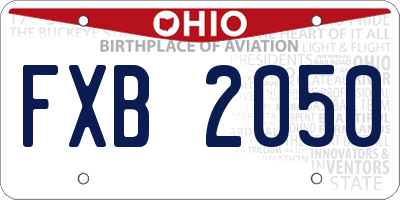 OH license plate FXB2050