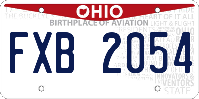 OH license plate FXB2054