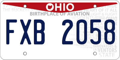 OH license plate FXB2058