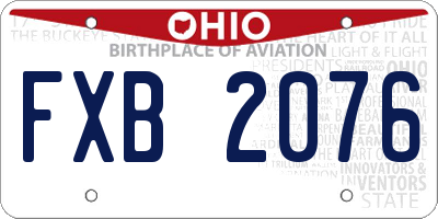 OH license plate FXB2076