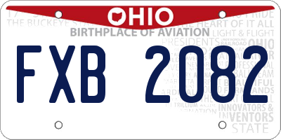 OH license plate FXB2082