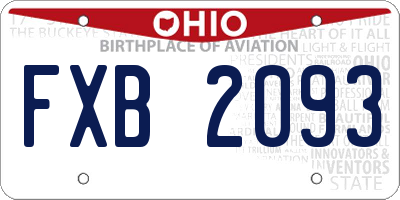 OH license plate FXB2093