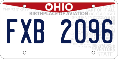 OH license plate FXB2096