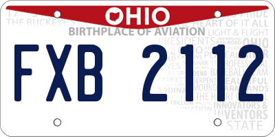 OH license plate FXB2112