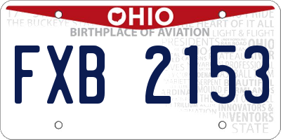 OH license plate FXB2153