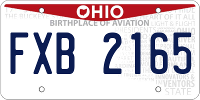 OH license plate FXB2165