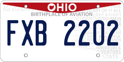 OH license plate FXB2202