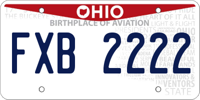 OH license plate FXB2222