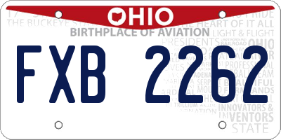 OH license plate FXB2262
