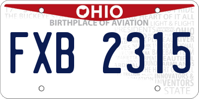 OH license plate FXB2315