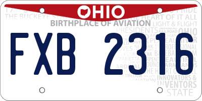 OH license plate FXB2316