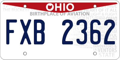 OH license plate FXB2362