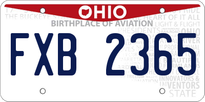 OH license plate FXB2365
