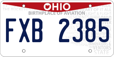 OH license plate FXB2385
