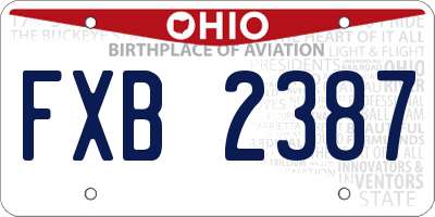 OH license plate FXB2387