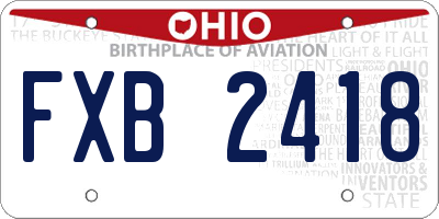 OH license plate FXB2418