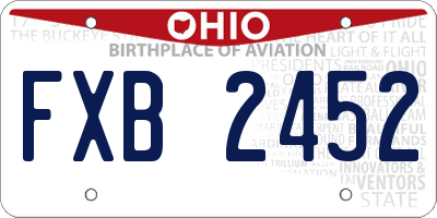 OH license plate FXB2452