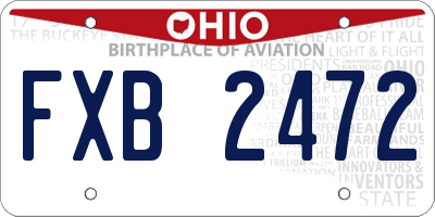 OH license plate FXB2472