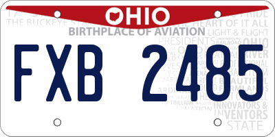 OH license plate FXB2485