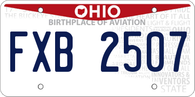 OH license plate FXB2507