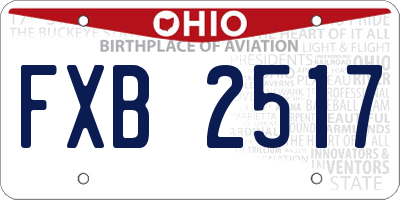 OH license plate FXB2517
