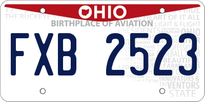 OH license plate FXB2523