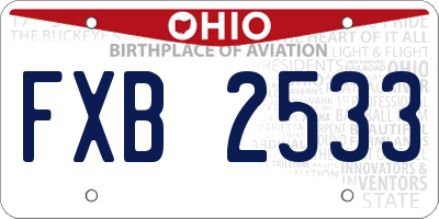 OH license plate FXB2533