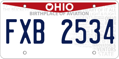 OH license plate FXB2534