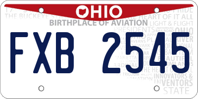 OH license plate FXB2545