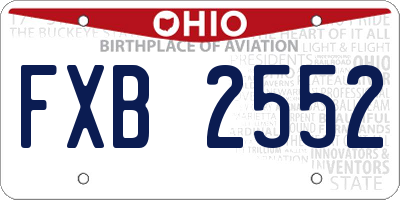 OH license plate FXB2552