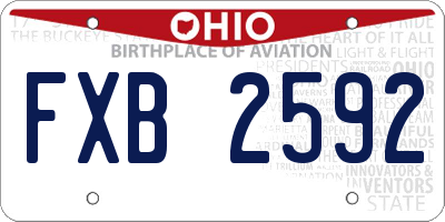 OH license plate FXB2592