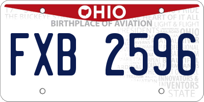 OH license plate FXB2596