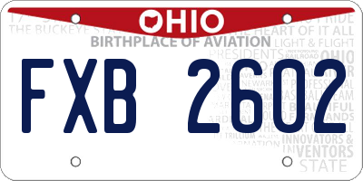 OH license plate FXB2602