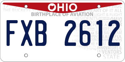 OH license plate FXB2612