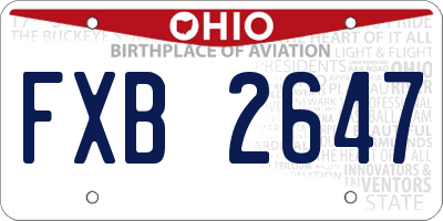 OH license plate FXB2647