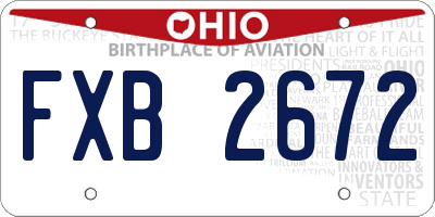 OH license plate FXB2672