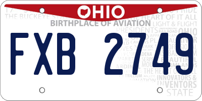OH license plate FXB2749