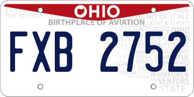 OH license plate FXB2752