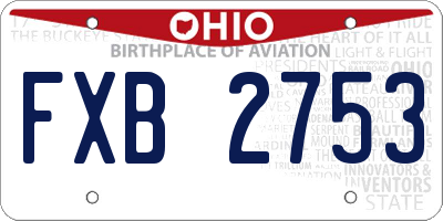 OH license plate FXB2753