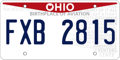 OH license plate FXB2815