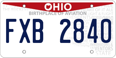OH license plate FXB2840
