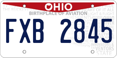OH license plate FXB2845