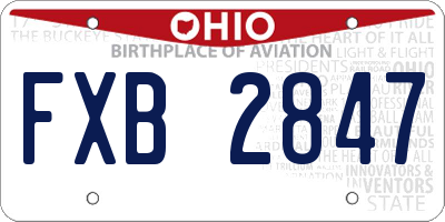 OH license plate FXB2847