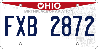 OH license plate FXB2872